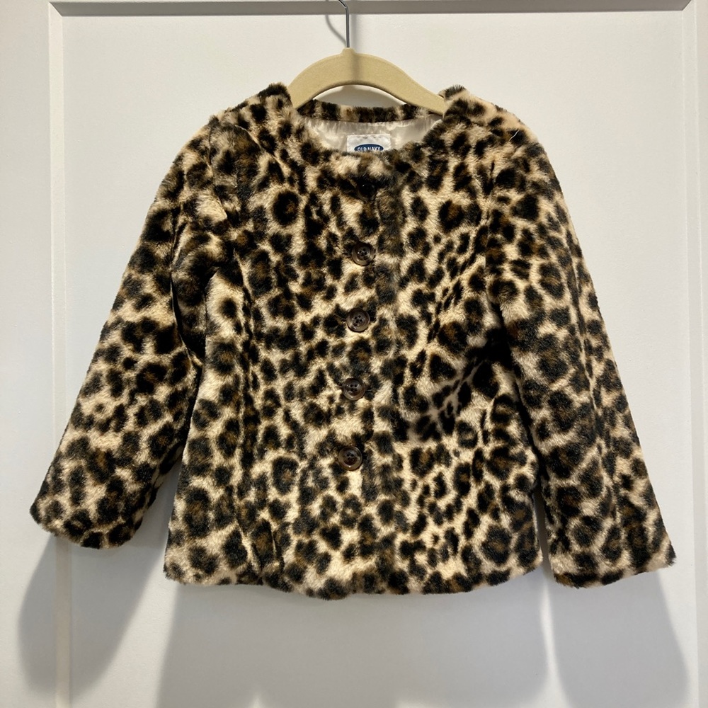 Old Navy faux fur leopard print coat